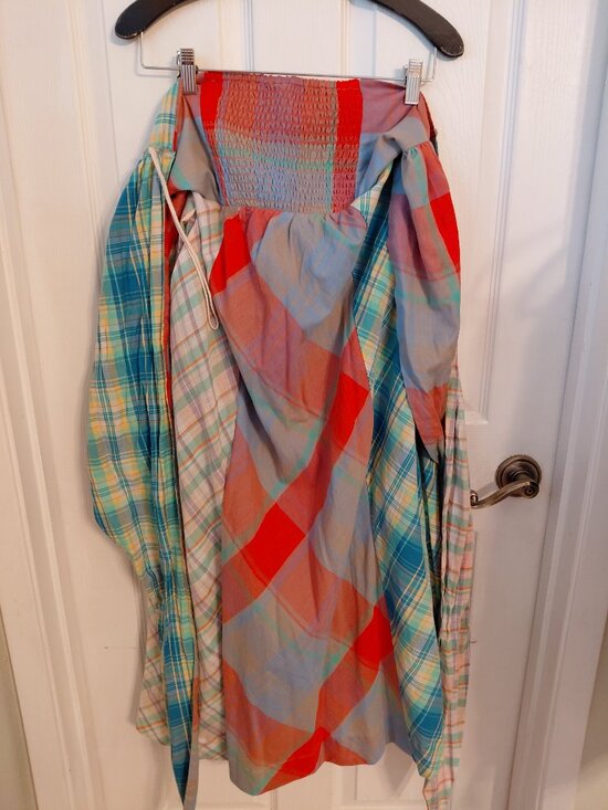 Free People Walking into Summer Midi Dress Plaid Buttons Cotton Large - Picture 3 of 7